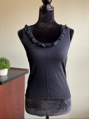 The Limited Black Ruffle-Trim Tank